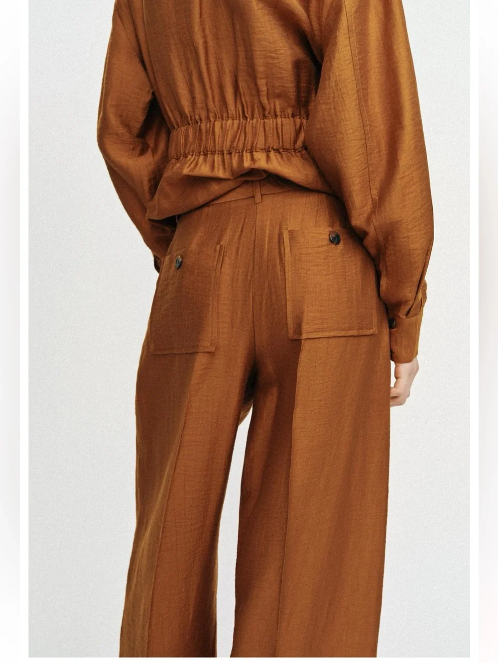 ❗️LAST CHANCE❗️Zara Burnt Orange Wide-Leg Tie-Waist Jumpsuit
